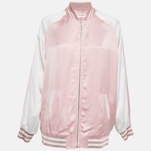 Saint Laurent Pink/White Satin Bomber Jacket M, Coats & Jackets - Luxury Closet catalog