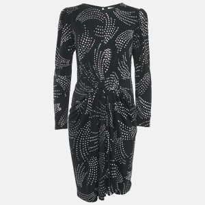Saint Laurent Black/Silver Glitter Print Jersey Pleated Midi Dress M, Dresses - Luxury Closet catalog