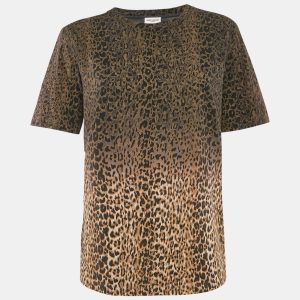 Saint Laurent Brown Animal Print Cotton Crew Neck T-Shirt M, Shirts & Tops - Luxury Closet catalog