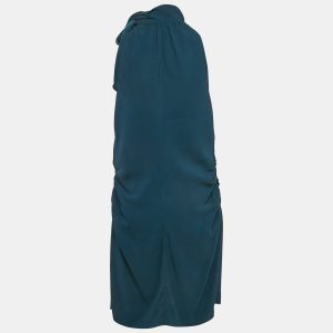 Saint Laurent Paris Blue Crepe Tie-Up Neck Detail Mini Dress L, Dresses - Luxury Closet catalog