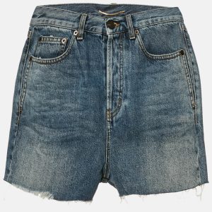 Saint Laurent Blue Denim Raw-Edge Detail Shorts M, Shorts - Luxury Closet catalog
