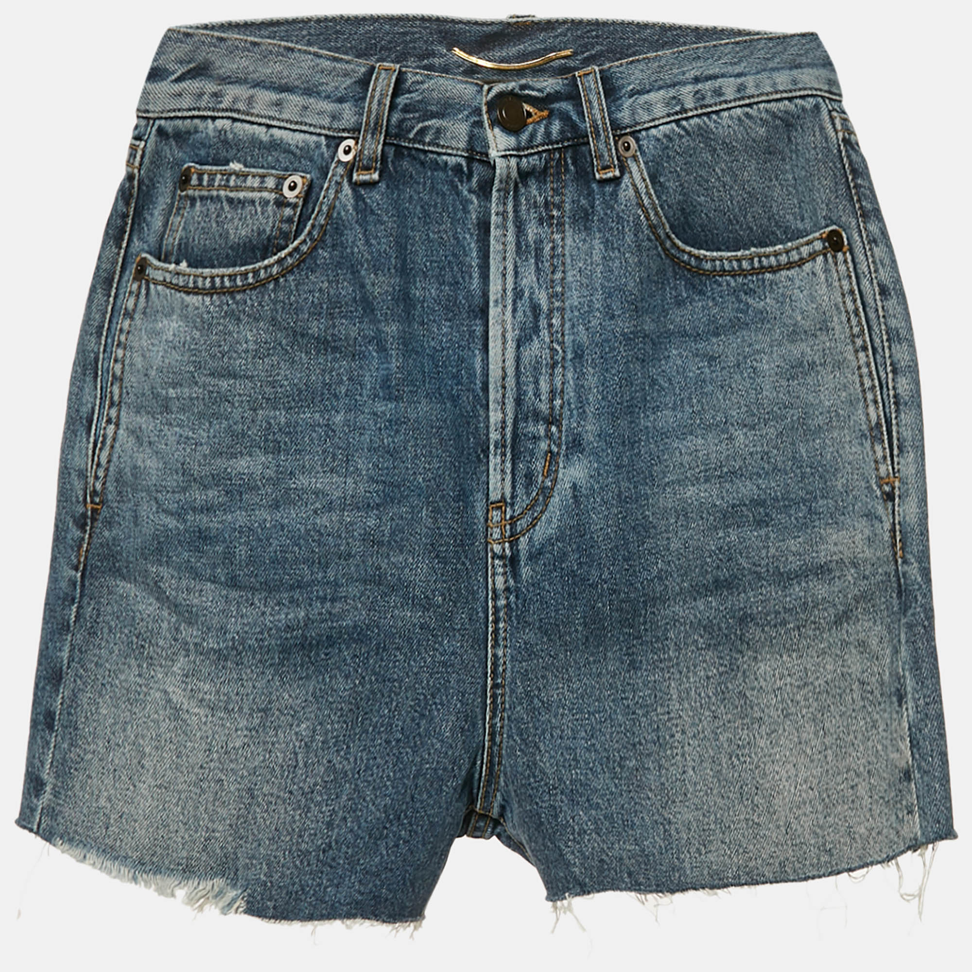 Saint Laurent Blue Denim Raw-Edge Detail Shorts M, Shorts - Luxury Closet catalog