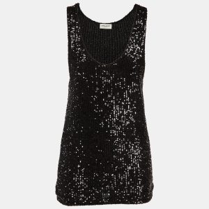 Saint Laurent Paris Black Sequinned Tank Top M, Shirts & Tops - Luxury Closet catalog