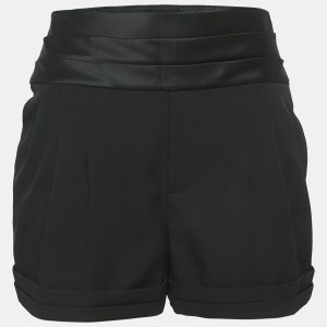 Saint Laurent Black Wool and Satin Trim Pleated Shorts S, Shorts - Luxury Closet catalog