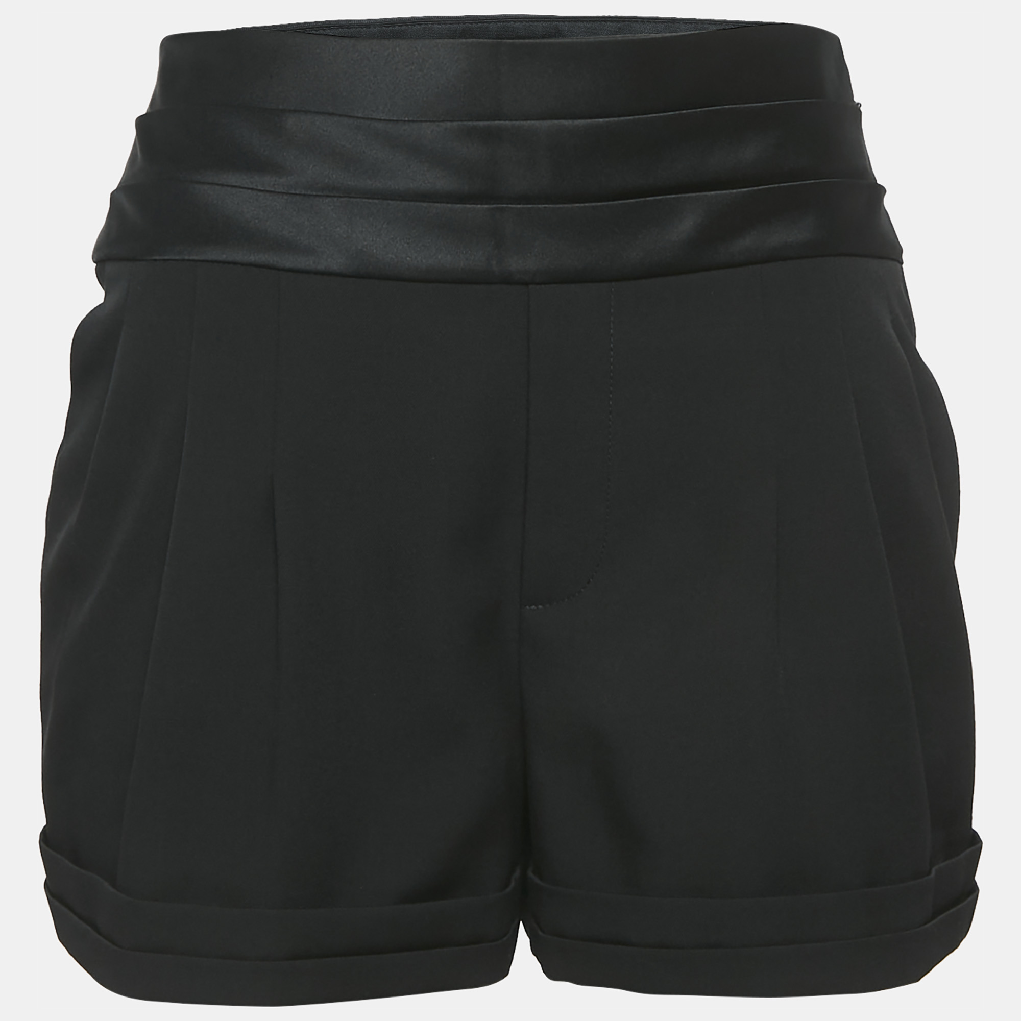 Saint Laurent Black Wool and Satin Trim Pleated Shorts S, Shorts - Luxury Closet catalog