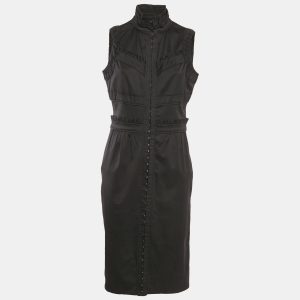 Saint Laurent Black Cotton High Neck Midi Dress L, Dresses - Luxury Closet catalog
