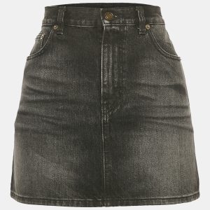 Saint Laurent Black Washed Denim Mini Skirt S, Skirts - Luxury Closet catalog