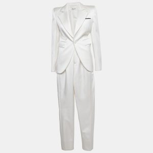 Saint Laurent Paris Ivory Satin Tailored Suit S/M, Suits - Luxury Closet catalog