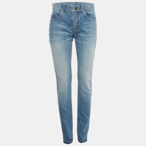 Saint Laurent Blue Faded Denim Embroidered Skinny Jeans M Waist 30", Jeans - Luxury Closet catalog