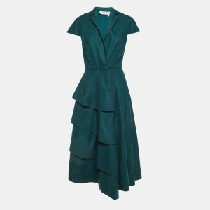 Saint Laurent Paris Dark Green Wool Tiered Midi Dress M, Dresses - Luxury Closet catalog