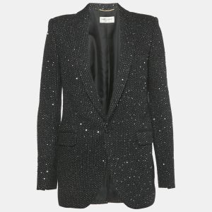 Saint Laurent Black Sequin Tweed Blazer S, Coats & Jackets - Luxury Closet catalog