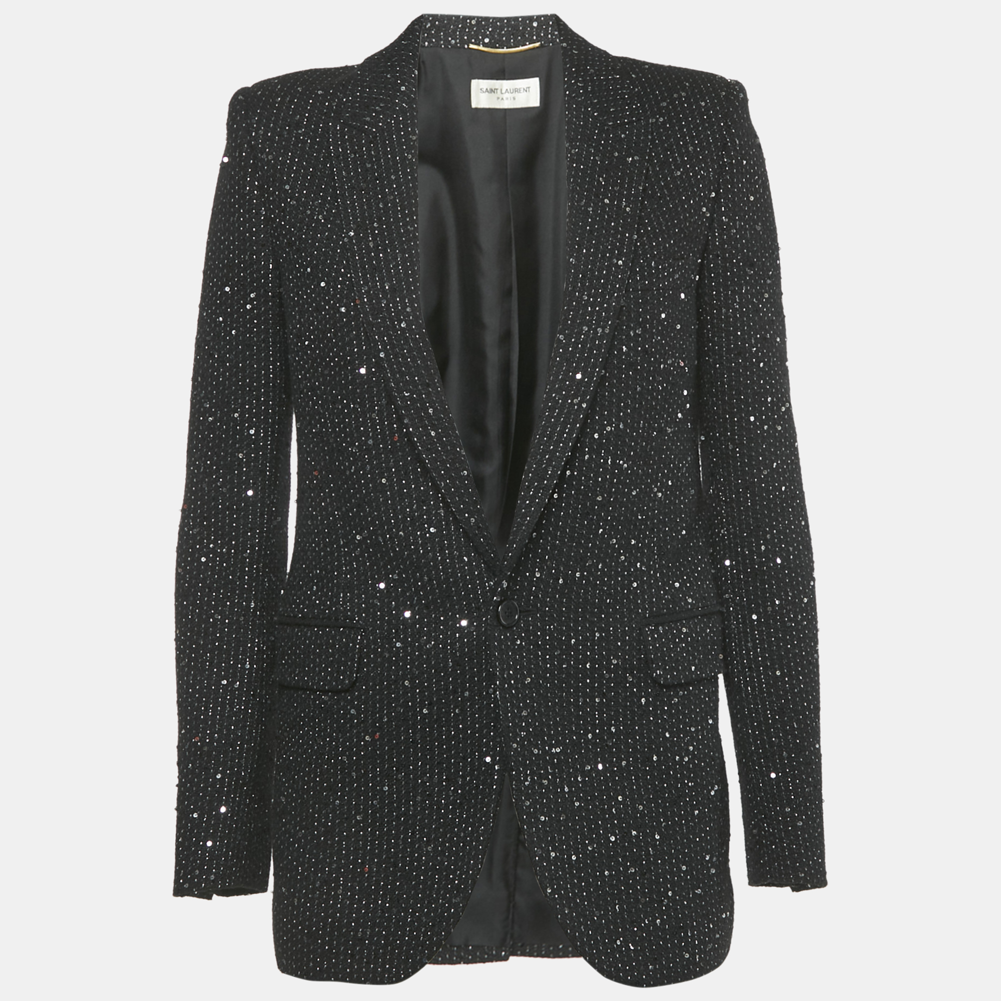 Saint Laurent Black Sequin Tweed Blazer S, Coats & Jackets - Luxury Closet catalog