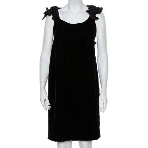 Yves Saint Laurent Black Velvet Bow Trim Detail Shift Dress S, Dresses - Luxury Closet catalog