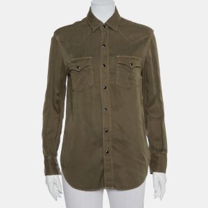 Saint Laurent Paris Military Green Lyocell Button Front Shirt M, Shirts & Tops - Luxury Closet catalog