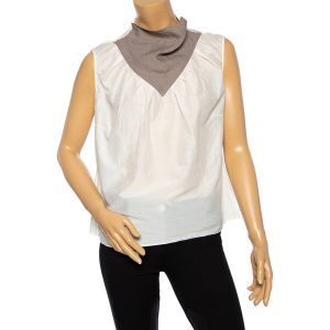 Saint Laurent Off White Cotton Contrast Neck Detailed Top XL, Shirts & Tops - Luxury Closet catalog