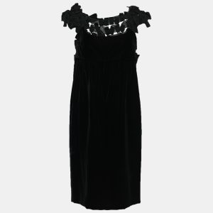 Yves Saint Laurent Black Velvet Bow Applique Midi Dress M, Dresses - Luxury Closet catalog