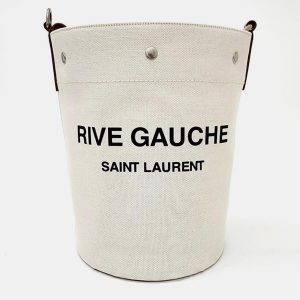 Saint Laurent White Leather Rive Gauche Bucket Bag, Handbags - Luxury Closet catalog