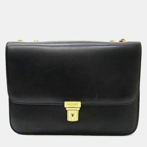 Saint Laurent Black Leather Tuc Shoulder Bag, Shoulder Bags - Luxury Closet catalog