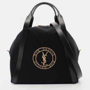 Saint Laurent Rive Gauche Canvas Leather Black  Tote Bag, Tote Handbags - Luxury Closet catalog
