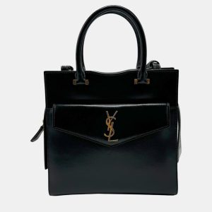 Saint Laurent Uptown Small Leather Black Gold Handbag, Tote Handbags - Luxury Closet catalog