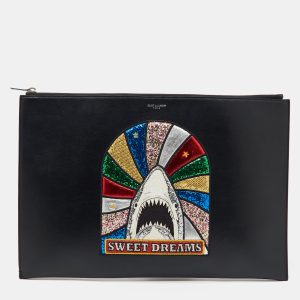 Saint Laurent Black Leather Sweet Dreams Top Zip Pouch, Clutches & Special Occasion Bags - Luxury Closet catalog