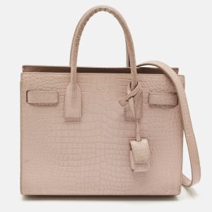 Saint Laurent Old Rose Croc Embossed Leather Baby Classic Sac De Jour Tote, Tote Handbags - Luxury Closet catalog