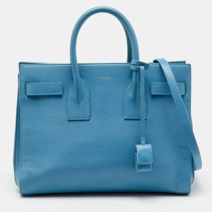 Saint Laurent Light Blue Leather Small Classic Sac De Jour Tote, Tote Handbags - Luxury Closet catalog
