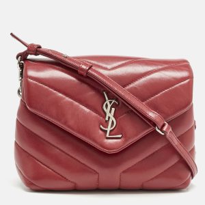 Saint Laurent Red Matelassé Leather Toy Loulou Crossbody Bag, Handbags - Luxury Closet catalog