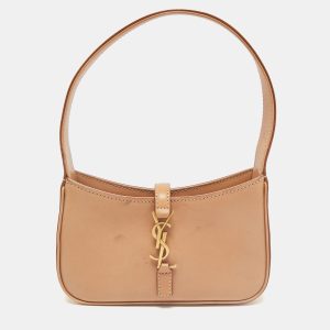 Saint Laurent Tan Leather Mini LE 5 &Agrave; 7 Bag, Shoulder Bags - Luxury Closet catalog