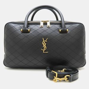 Saint Laurent Paris Lyia Black Lambskin Leather Duffel Bag, Satchels - Luxury Closet catalog