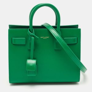 Saint Laurent Green Leather Nano Classic Sac De Jour Tote, Tote Handbags - Luxury Closet catalog