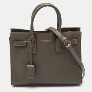 Saint Laurent Olive Green Leather Baby Classic Sac De Jour Tote, Tote Handbags - Luxury Closet catalog
