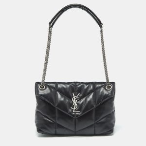 Saint Laurent Black Quilted Leather Small Loulou Puffer Shoulder Bag, Shoulder Bags - Luxury Closet catalog