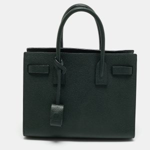 Saint Laurent Dark Green Leather Baby Classic Sac De Jour Tote, Tote Handbags - Luxury Closet catalog