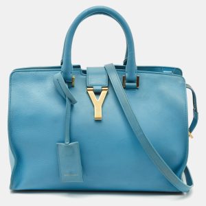 Saint Laurent Light Blue Leather Small Cabas Chyc Tote, Tote Handbags - Luxury Closet catalog