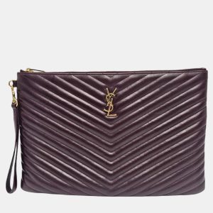 Saint Laurent Burgundy Matelasse Leather Document Holder, Clutches & Special Occasion Bags - Luxury Closet catalog