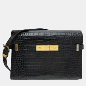 Saint Laurent Manhattan Black Embossed Leather Shoulder Bag, Handbags - Luxury Closet catalog