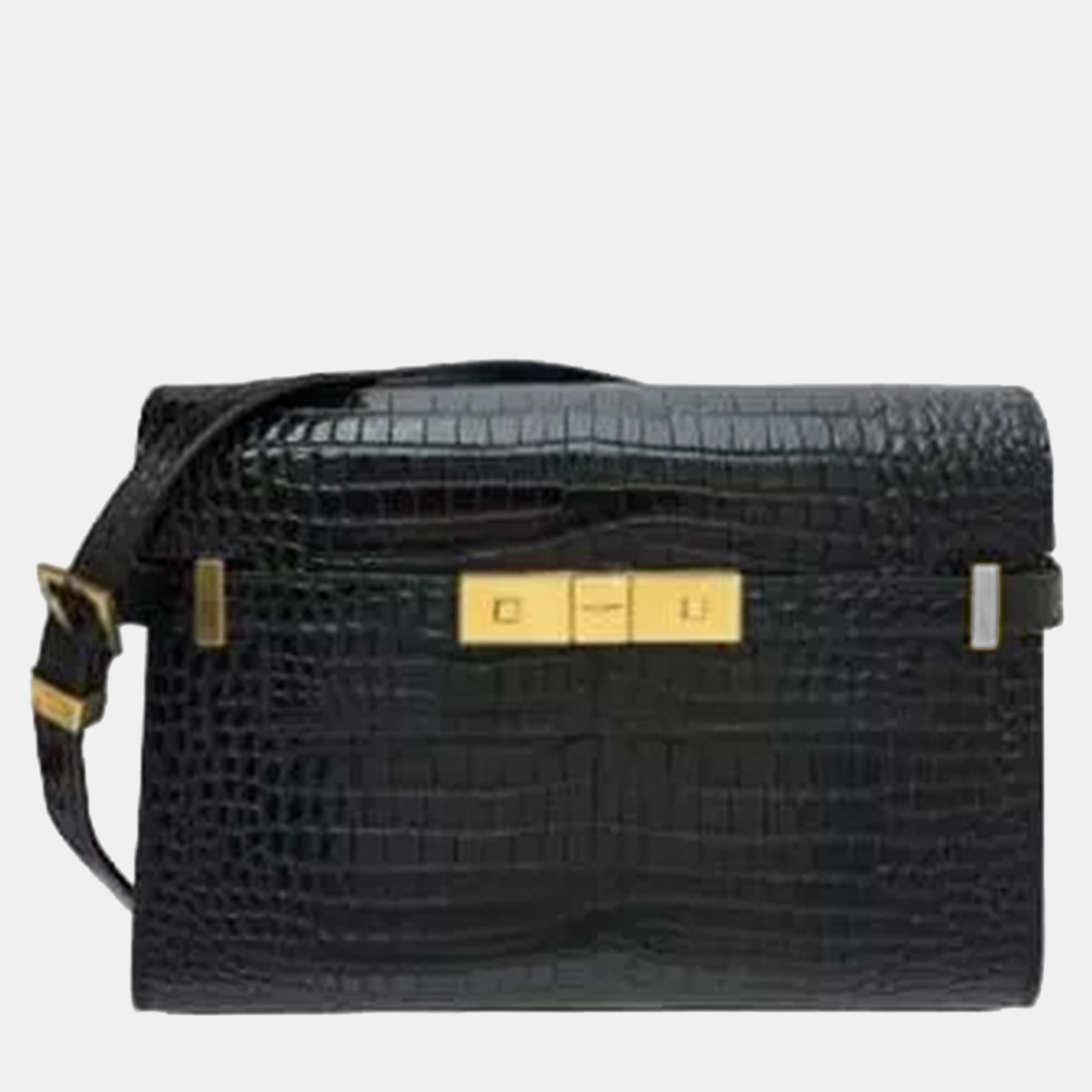 Saint Laurent Manhattan Black Embossed Leather Shoulder Bag, Handbags - Luxury Closet catalog