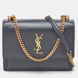 Saint Laurent Dark Grey Leather Medium Sunset Shoulder Bag, Shoulder Bags - Luxury Closet catalog