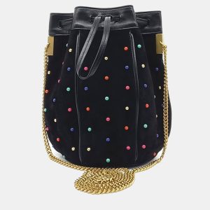 Saint Laurent Paris Black Suede Talita Bucket Chain Crossbody Bag, Handbags - Luxury Closet catalog