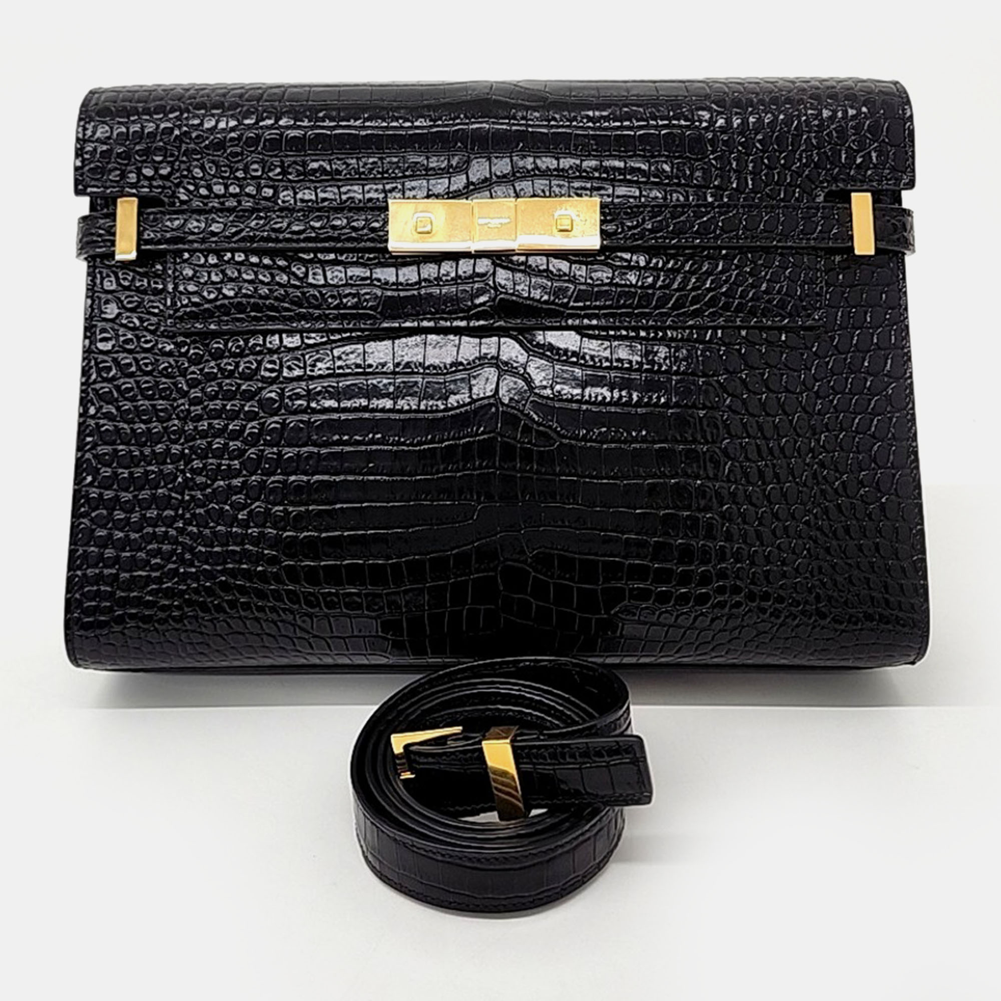 Saint Laurent Paris Black Patent Leather Manhattan Shoulder Bag, Handbags - Luxury Closet catalog