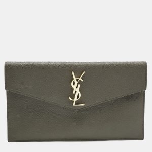 Saint Laurent Olive Green Leather Uptown Clutch, Clutches & Special Occasion Bags - Luxury Closet catalog