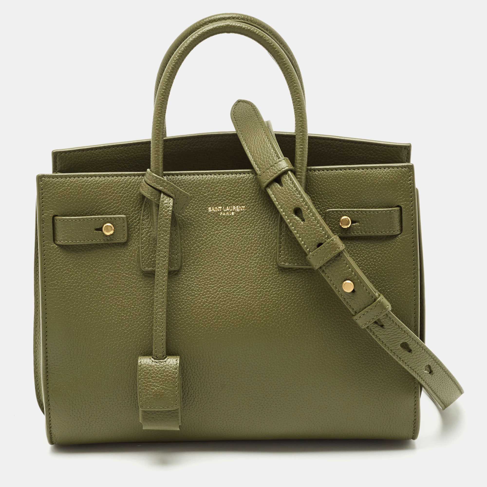 Saint Laurent Khaki Green Leather Baby Classic Sac De Jour Tote, Tote Handbags - Luxury Closet catalog