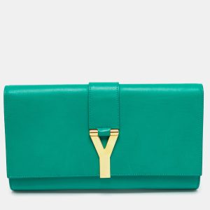 Saint Laurent Green Leather Y-Ligne Clutch, Clutches & Special Occasion Bags - Luxury Closet catalog