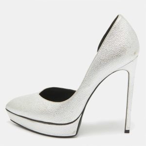 Saint Laurent Silver Leather Janis D'orsay Pumps Size 39, Pumps - Luxury Closet catalog