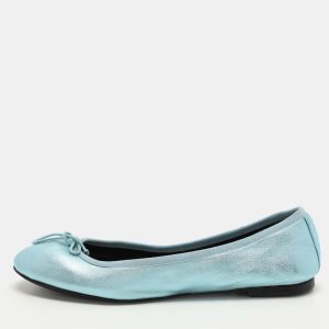 Saint Laurent Metallic Blue Leather Bow Ballet Flats Size 36, Flats - Luxury Closet catalog