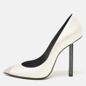 Saint Laurent Grey Satin Crystal Embellished Pointed Toe Pumps Size 39, Pumps - Luxury Closet catalog