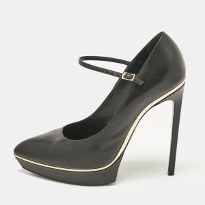 Saint Laurent Black Patent Leather Pointed Toe Ankle Strap Platform Pumps Size 40.5, Pumps - Luxury Closet catalog