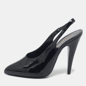 Saint Laurent Black Patent Leather George Slingback Pumps Size 38.5, Pumps - Luxury Closet catalog