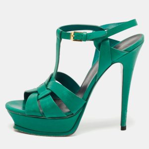 Saint Laurent Green Leather Tribute Sandals Size 40, Sandals - Luxury Closet catalog